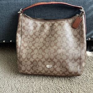 Coach Celeste Hobo Signature C Brown Coated Canvas‎ Shoulder Bag Convertible